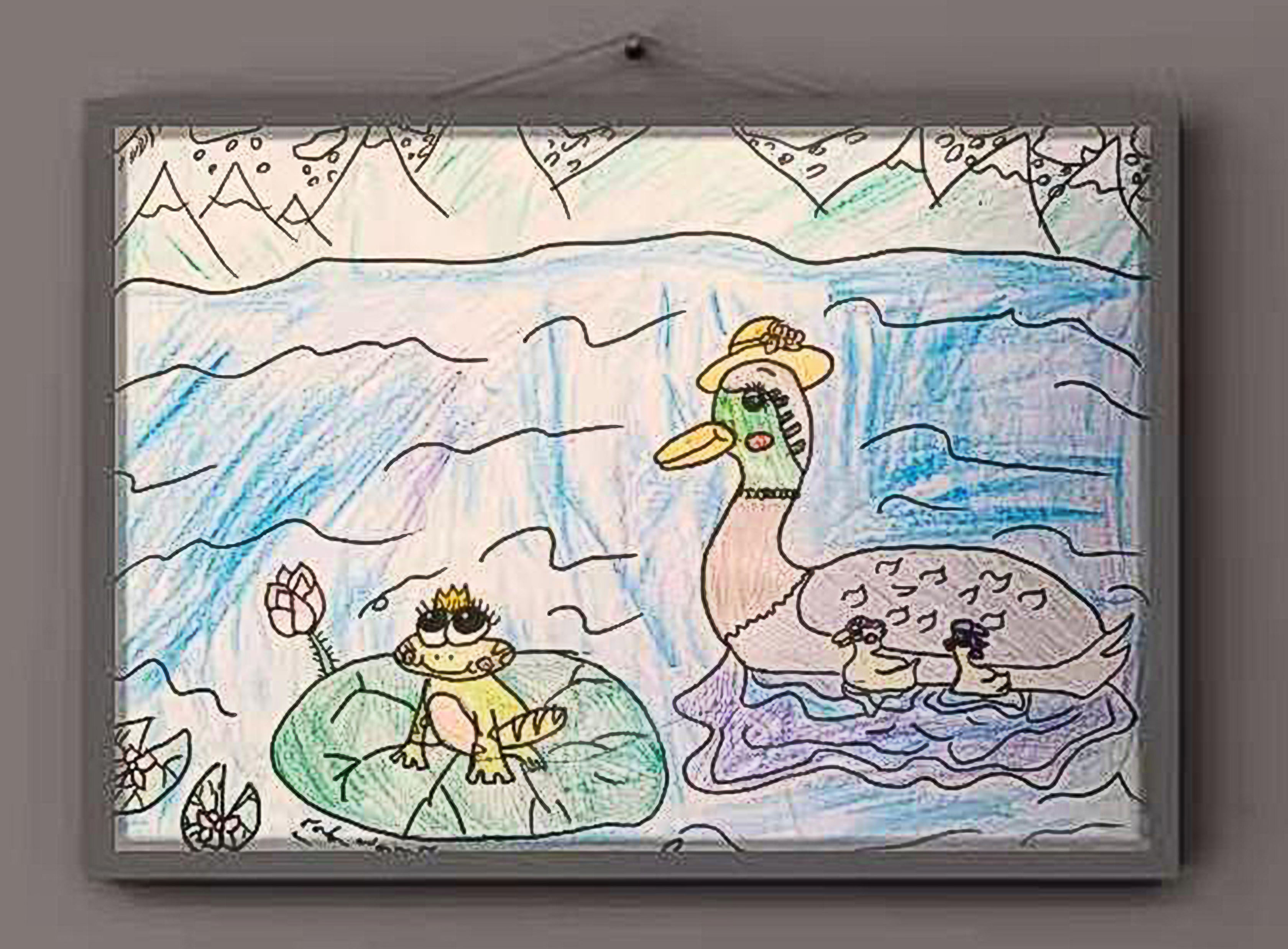 Eva YAO  9岁，初学，线上儿童绘画启蒙课课堂作品 Eva YAO 9 Ans, Débutant,  Dessin Réalisé Dans Le Cours En Ligne