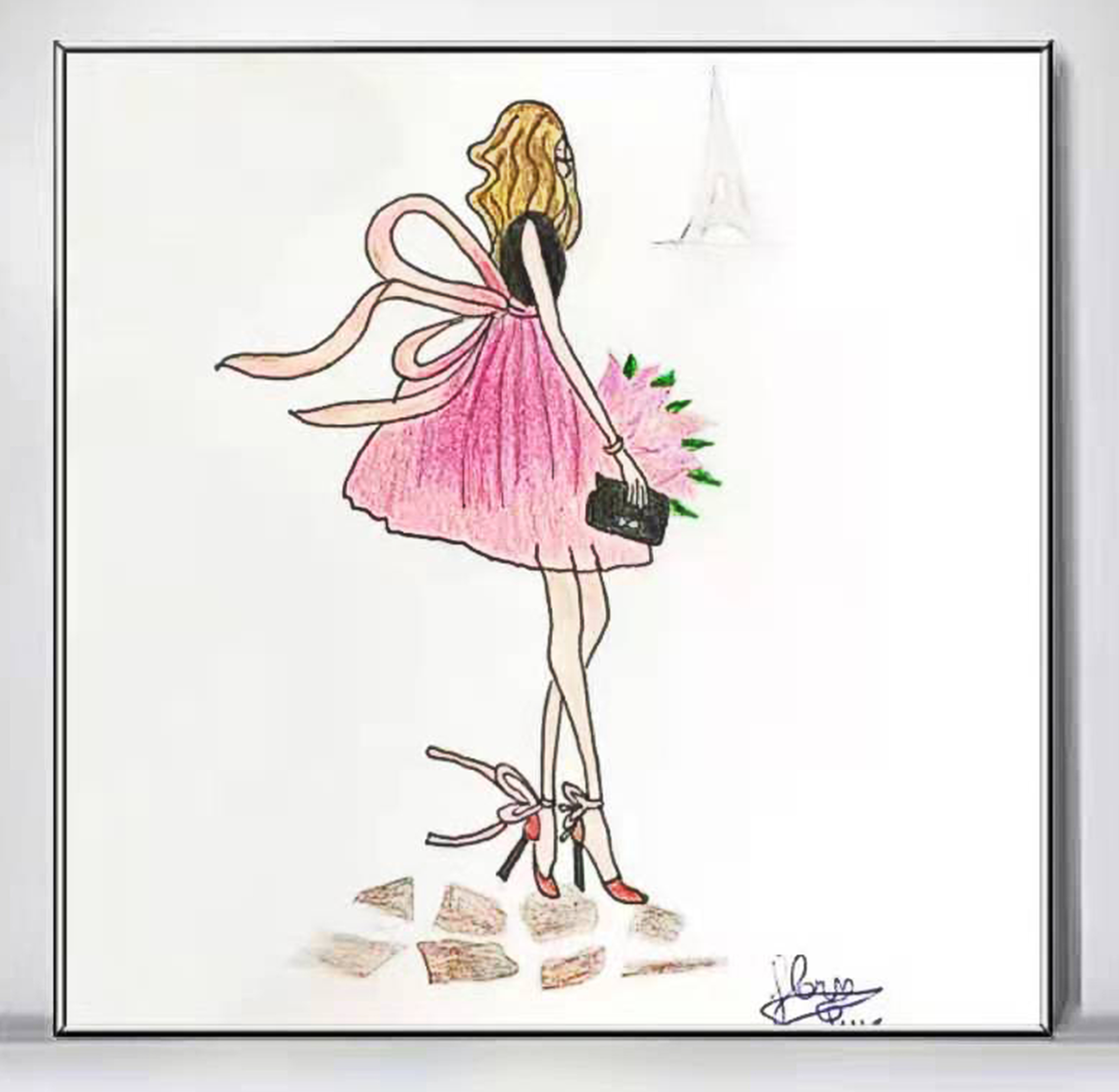 Flora QIU  11岁，初学，线上绘画课课堂作品 Flora QIU 11 Ans, Débutant,  Dessin Réalisé Dans Le Cours En Ligne