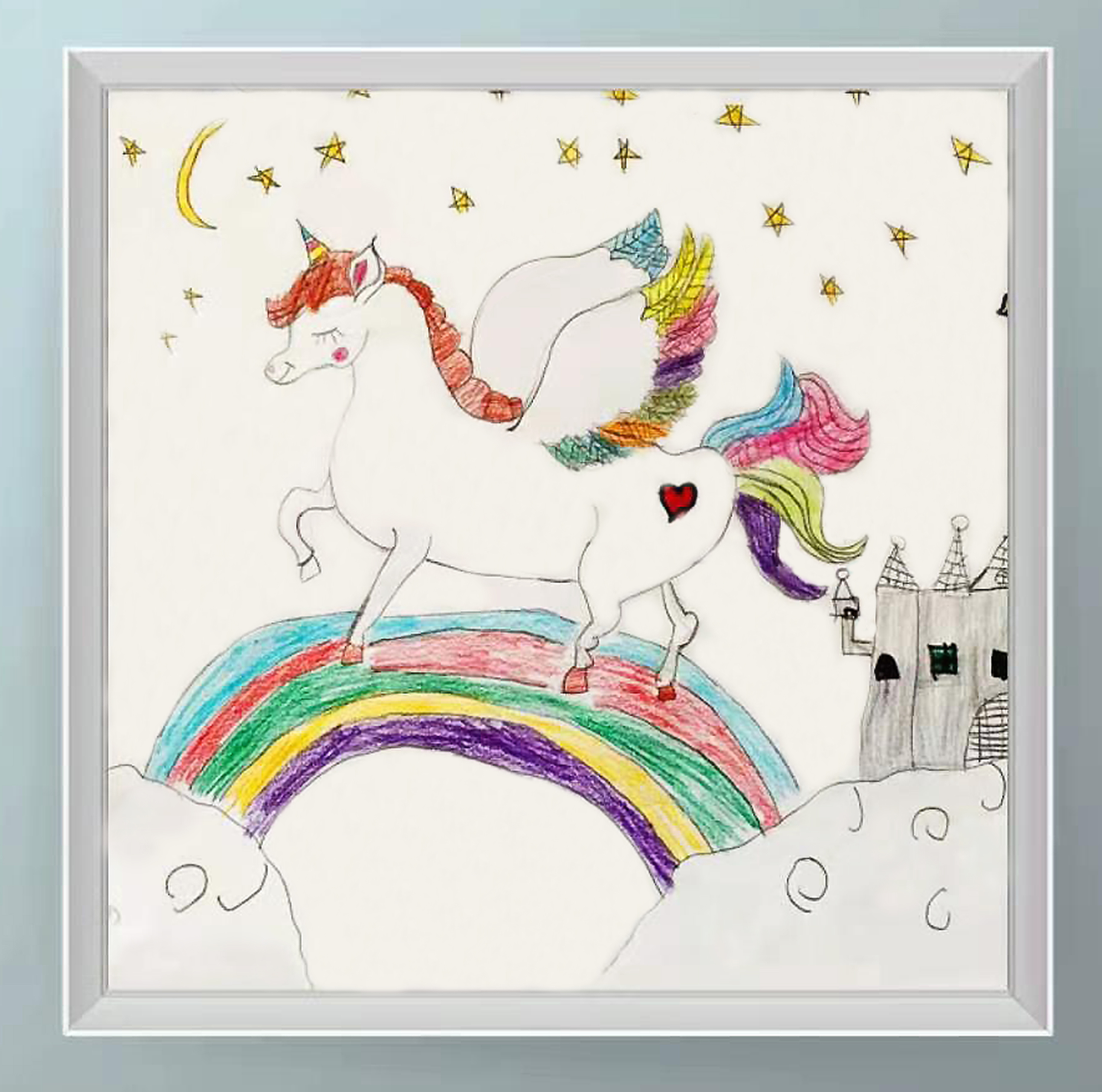 Jules ZHAN 7岁，初学，线上儿童绘画启蒙课课堂作品 Jules ZHAN 7 Ans, Débutant,  Dessin Réalisé Dans Le Cours En Ligne