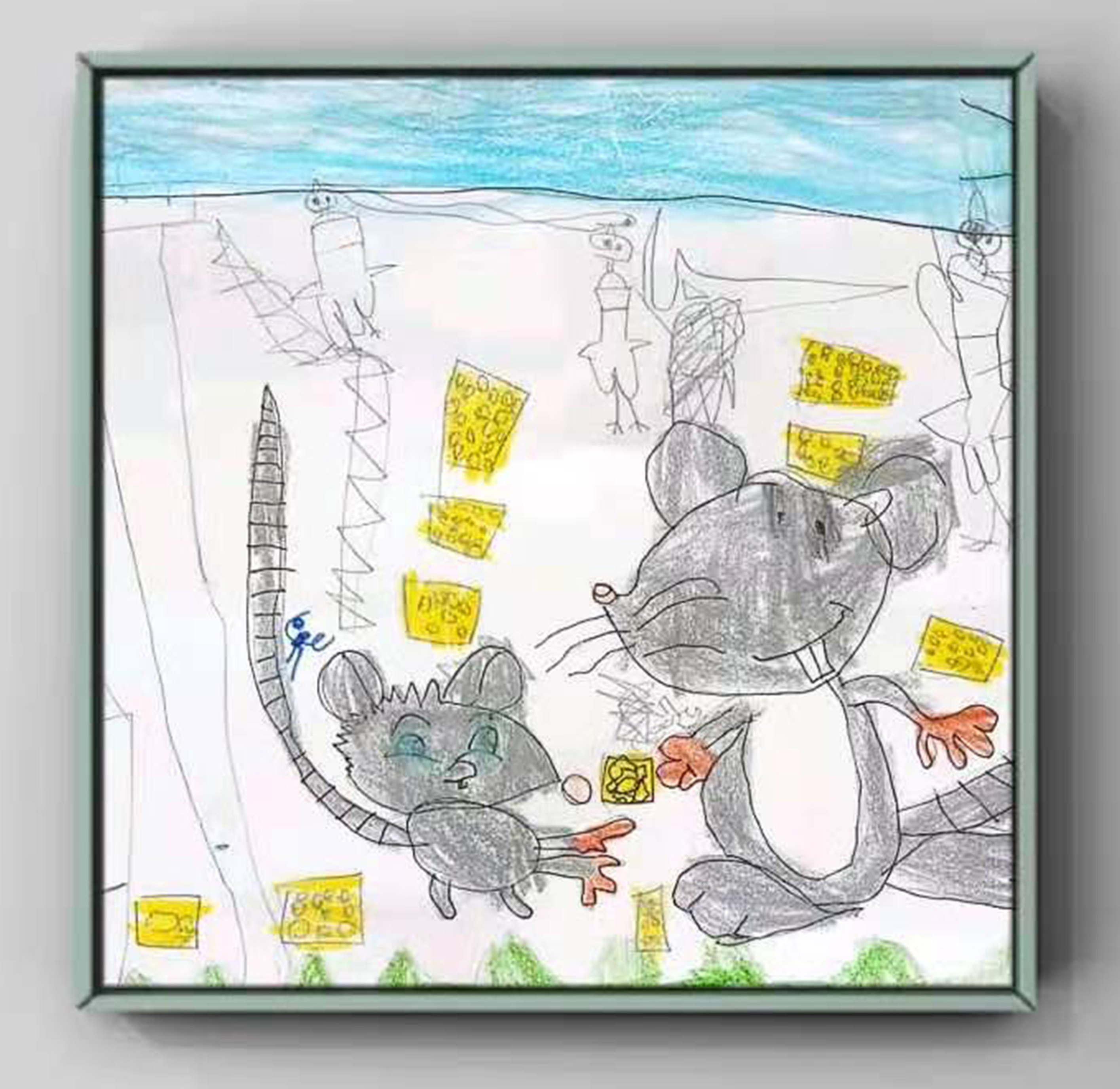 梁一  5岁，初学，线上儿童绘画启蒙课课堂作品 Liang Yi  5 Ans , Débutant, Dessin Réalisé Dans Le Cours En Ligne