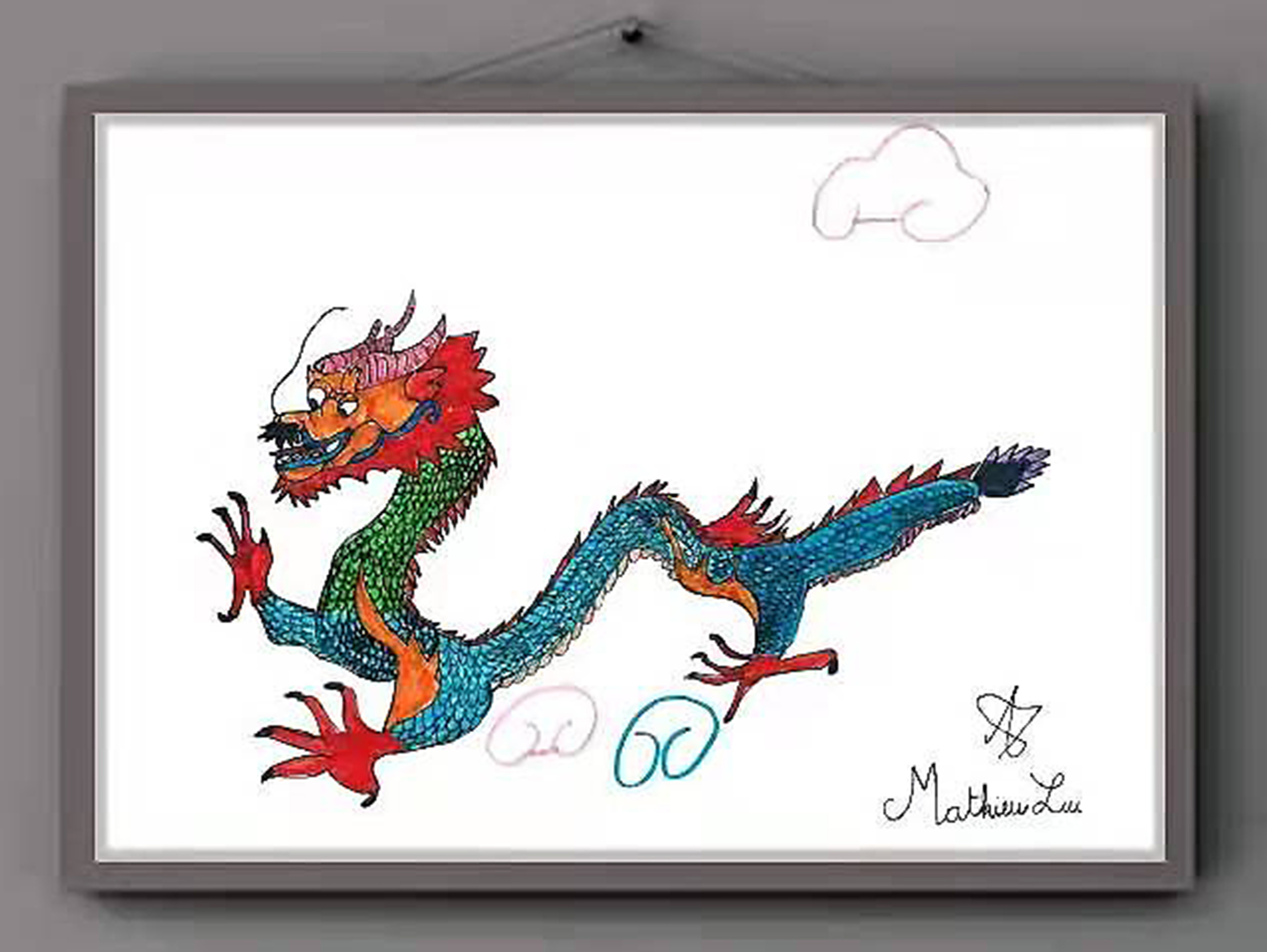 Mathieu LIU  8岁，初学，线上儿童绘画启蒙课课堂作品 Mathieu LIU 8 Ans, Débutant, Dessin Réalisé Dans Le Cours En Ligne