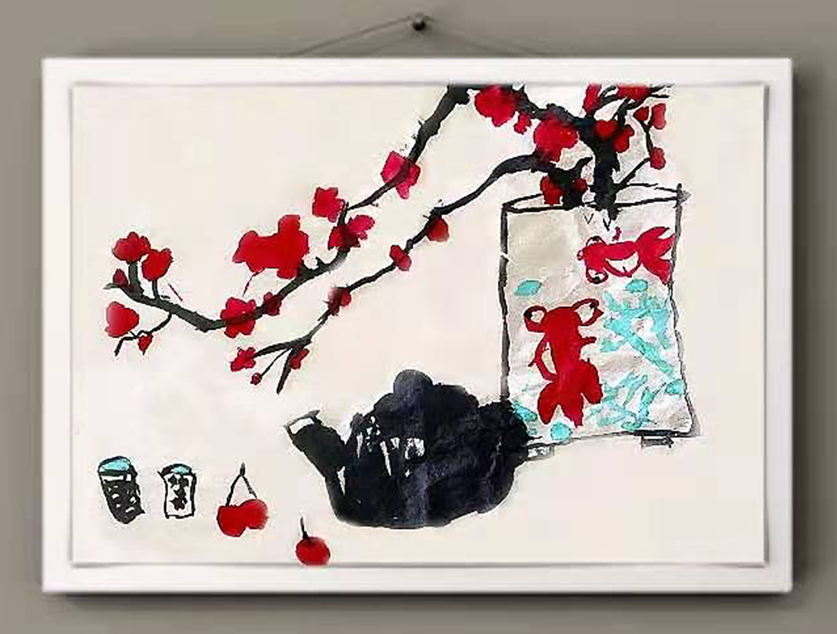 王煜婷  8岁，初学，线上国画初级课课堂作品 Wang Yuting 8 Ans , Débutant, Peinture Chinoise Réalisée Dans Le Cours En Ligne